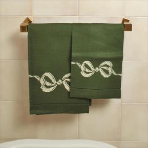 Asciugamani ricamati a mano Coppia asciugamani fiocco - immagine 2