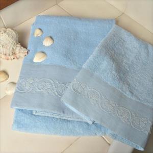 Luxury Asciugamano spugna con fascia ricamato a mano Punto Perugino - immagine 5