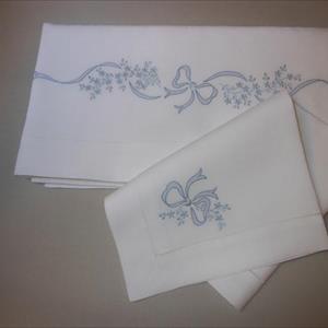 Sheets cot hand-embroidered LENZUOLO LETTINO CON FIOCCHI BLU - image 2